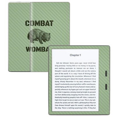 MightySkins Carbon Fiber Skin for Amazon Kindle Oasis 7" (9th Gen) - Combat Wombat | Protective, Durable Textured Carbon Fiber Finish | Easy to Apply, Remove, and Change Styles | Made in The USA