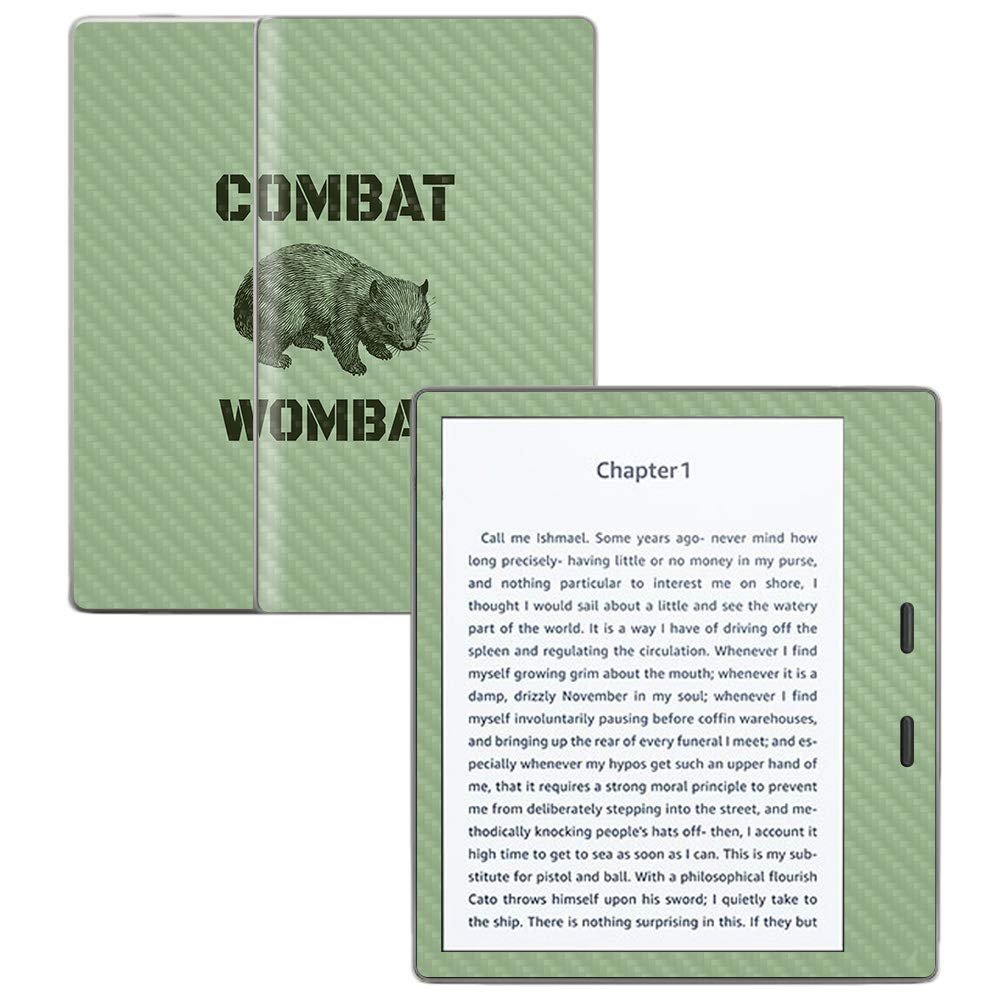 MightySkins Carbon Fiber Skin for Amazon Kindle Oasis 7" (9th Gen) - Combat Wombat | Protective, Durable Textured Carbon Fiber Finish | Easy to Apply, Remove, and Change Styles | Made in The USA