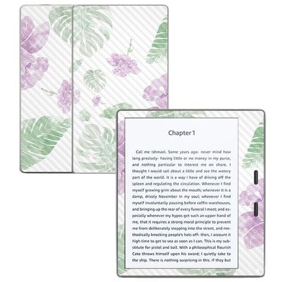 MightySkins Carbon Fiber Skin for Amazon Kindle Oasis 7" (9th Gen) - Water Color Flowers | Protective, Durable Textured Carbon Fiber Finish | Easy to Apply, Remove, and Change Styles | Made in The USA