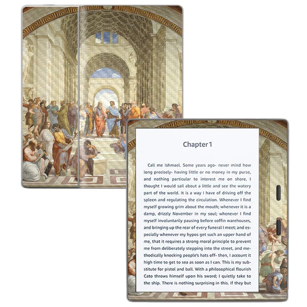 MightySkins Carbon Fiber Skin for Amazon Kindle Oasis 7" (9th Gen) - School of Athens | Protective, Durable Textured Carbon Fiber Finish | Easy to Apply, Remove, and Change Styles | Made in The USA