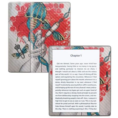 MightySkins Carbon Fiber Skin for Amazon Kindle Oasis 7" (9th Gen) - Red Grasp | Protective, Durable Textured Carbon Fiber Finish | Easy to Apply, Remove, and Change Styles | Made in The USA
