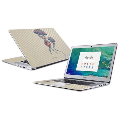 MightySkins Carbon Fiber Skin for Acer Chromebook 15 (2018) - DNA Jellyfish | Protective, Durable Textured Carbon Fiber Finish | Easy to Apply, Remove, and Change Styles | Made in The USA