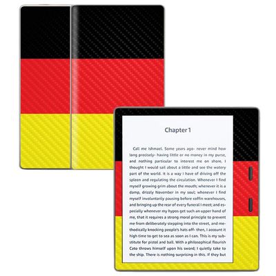 MightySkins Carbon Fiber Skin for Amazon Kindle Oasis 7" (9th Gen) - German Flag | Protective, Durable Textured Carbon Fiber Finish | Easy to Apply, Remove, and Change Styles | Made in The USA