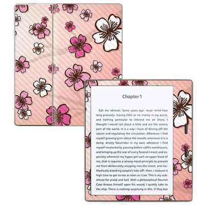 MightySkins Carbon Fiber Skin for Amazon Kindle Oasis 7" (9th Gen) - Cherry Blossom | Protective, Durable Textured Carbon Fiber Finish | Easy to Apply, Remove, and Change Styles | Made in The USA