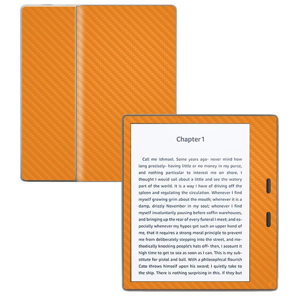 MightySkins Carbon Fiber Skin for Amazon Kindle Oasis 7" (9th Gen) - Orange | Protective, Durable Textured Carbon Fiber Finish | Easy to Apply, Remove, and Change Styles | Made in The USA