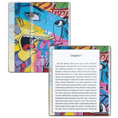 MightySkins Carbon Fiber Skin for Amazon Kindle Oasis 7" (9th Gen) - Blue Eyes | Protective, Durable Textured Carbon Fiber Finish | Easy to Apply, Remove, and Change Styles | Made in The USA