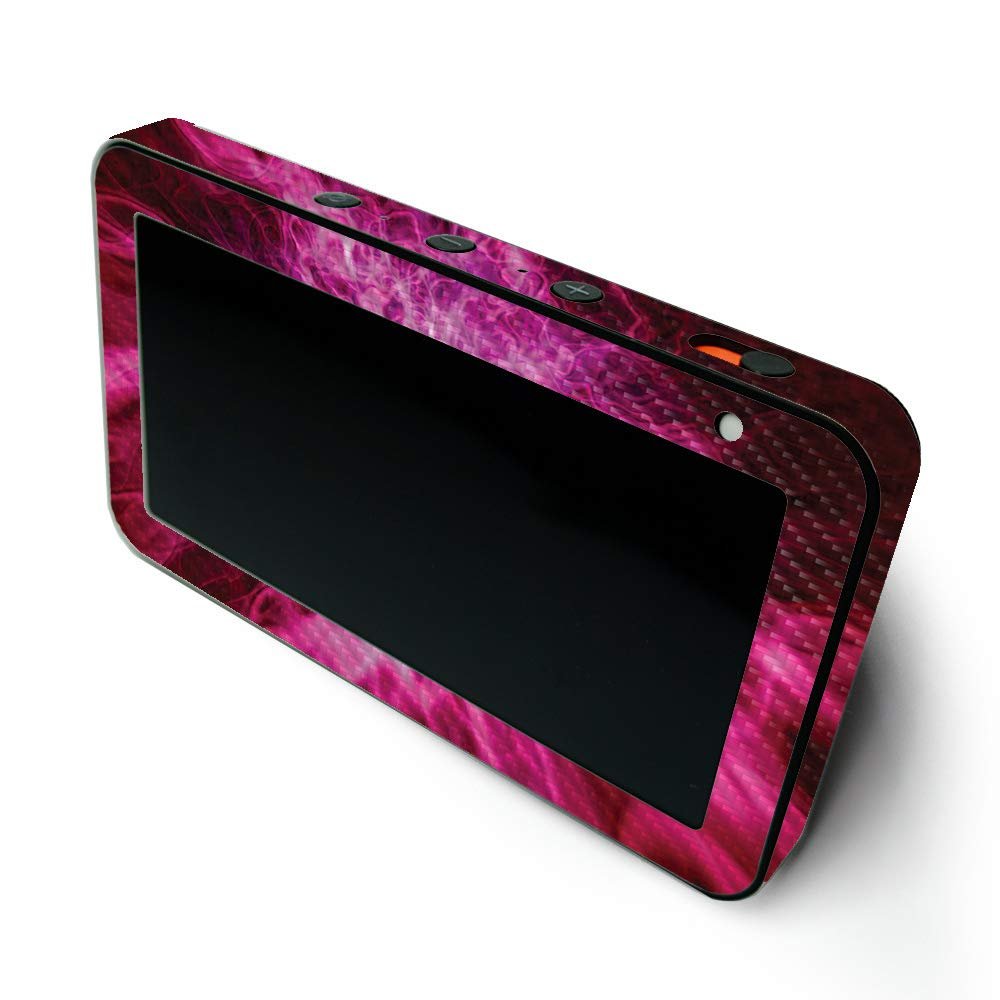MightySkins Carbon Fiber Skin for Amazon Echo Show 5 (Gen 1 & Gen 2) - Red Mystic Flames | Durable Textured Carbon Fiber Finish | Easy to Apply and Change Style | Made in The USA