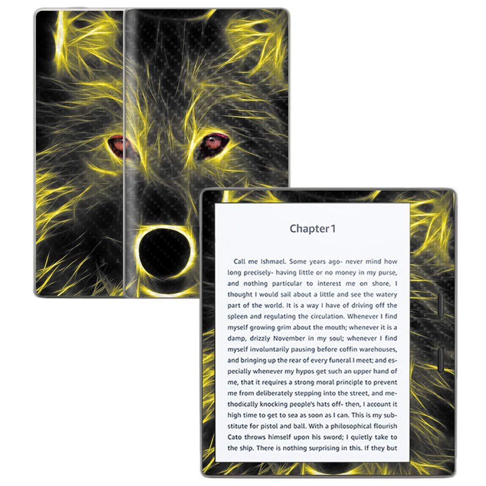 MightySkins Carbon Fiber Skin for Amazon Kindle Oasis 7" (9th Gen) - Neon Wolf | Protective, Durable Textured Carbon Fiber Finish | Easy to Apply, Remove, and Change Styles | Made in The USA