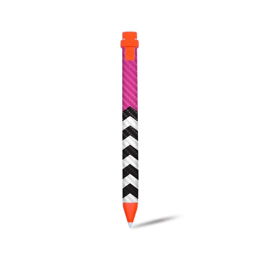 MightySkins Carbon Fiber Skin for Logitech Crayon Digital Pencil iPad (6th gen) - Hot Pink Chevron | Protective, Durable Textured Carbon Fiber Finish | Easy to Apply | Made in The USA