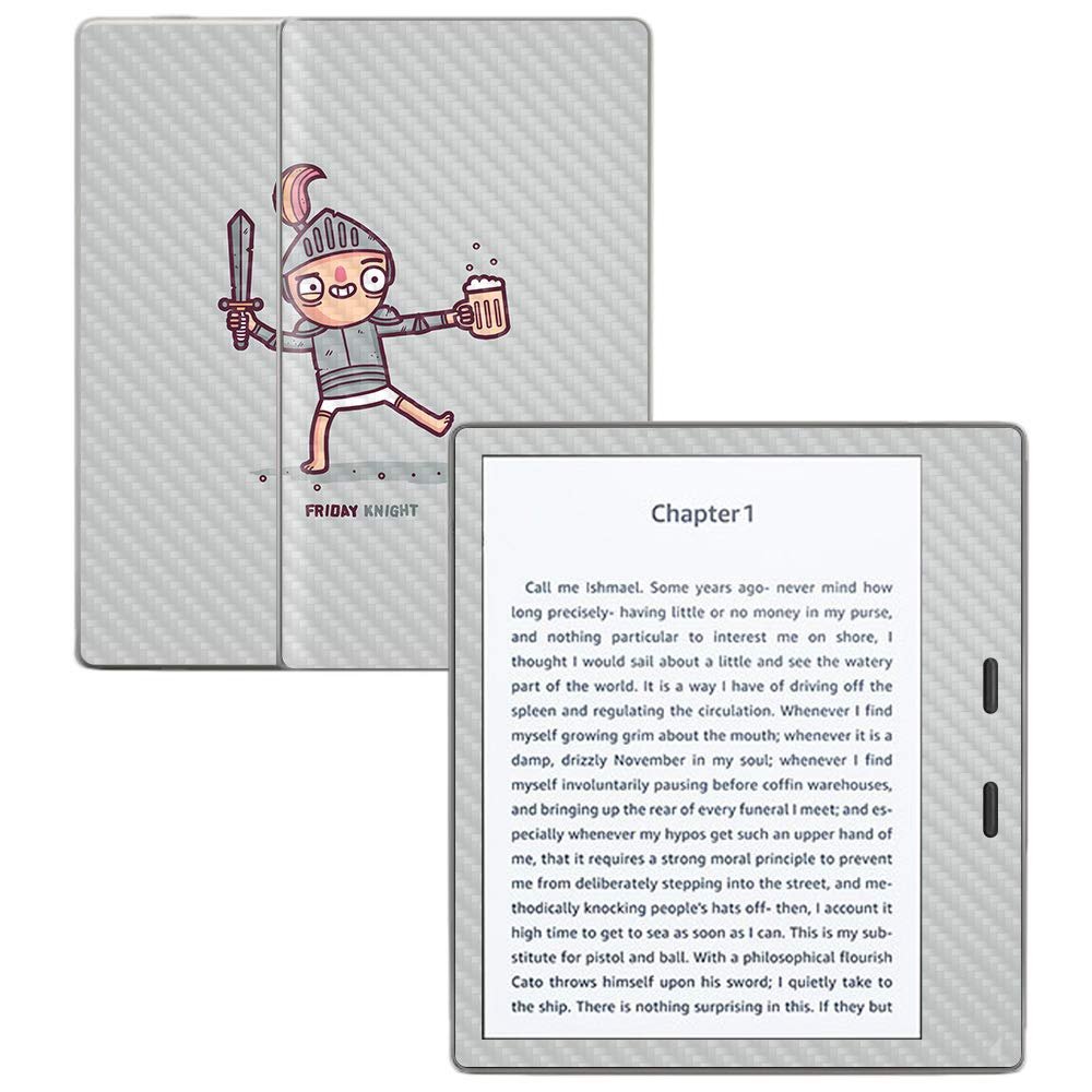 MightySkins Carbon Fiber Skin for Amazon Kindle Oasis 7" (9th Gen) - Friday Knight | Protective, Durable Textured Carbon Fiber Finish | Easy to Apply, Remove, and Change Styles | Made in The USA