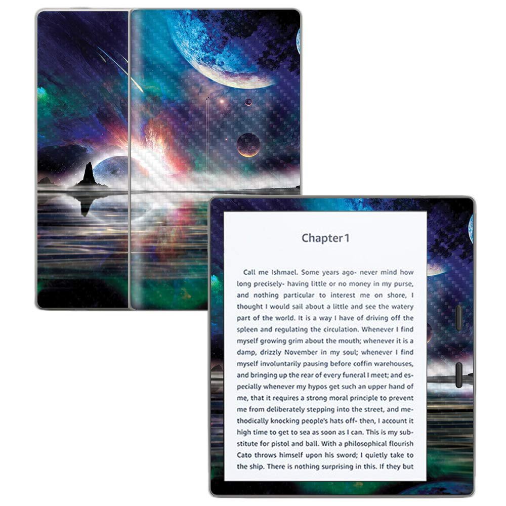 MightySkins Carbon Fiber Skin for Amazon Kindle Oasis 7" (9th Gen) - Space Horizon | Protective, Durable Textured Carbon Fiber Finish | Easy to Apply, Remove, and Change Styles | Made in The USA