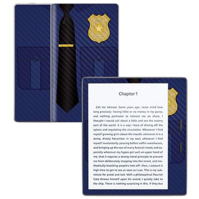 MightySkins Carbon Fiber Skin for Amazon Kindle Oasis 7" (9th Gen) - Policeman | Protective, Durable Textured Carbon Fiber Finish | Easy to Apply, Remove, and Change Styles | Made in The USA