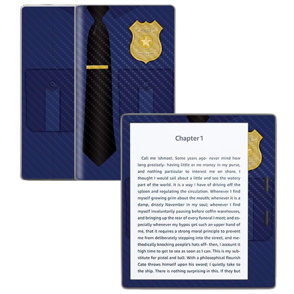 MightySkins Carbon Fiber Skin for Amazon Kindle Oasis 7" (9th Gen) - Policeman | Protective, Durable Textured Carbon Fiber Finish | Easy to Apply, Remove, and Change Styles | Made in The USA
