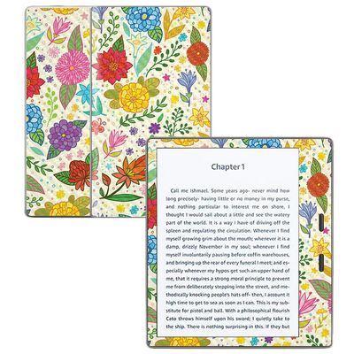 MightySkins Carbon Fiber Skin for Amazon Kindle Oasis 7" (9th Gen) - Flower Garden | Protective, Durable Textured Carbon Fiber Finish | Easy to Apply, Remove, and Change Styles | Made in The USA
