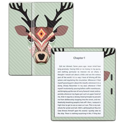 MightySkins Carbon Fiber Skin for Amazon Kindle Oasis 7" (9th Gen) - Aztec Deer | Protective, Durable Textured Carbon Fiber Finish | Easy to Apply, Remove, and Change Styles | Made in The USA