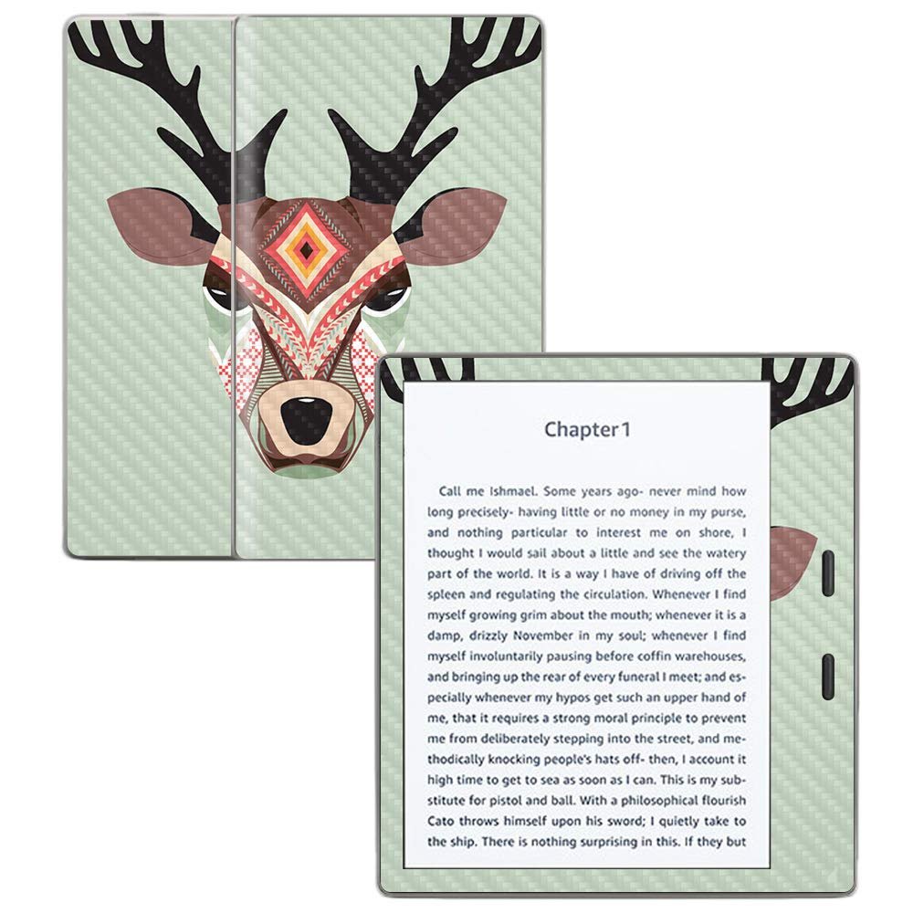 MightySkins Carbon Fiber Skin for Amazon Kindle Oasis 7" (9th Gen) - Aztec Deer | Protective, Durable Textured Carbon Fiber Finish | Easy to Apply, Remove, and Change Styles | Made in The USA