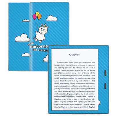 MightySkins Carbon Fiber Skin for Amazon Kindle Oasis 7" (9th Gen) - Unicorns Get Lifted | Protective, Durable Textured Carbon Fiber Finish | Easy to Apply, Remove, and Change Styles | Made in The USA
