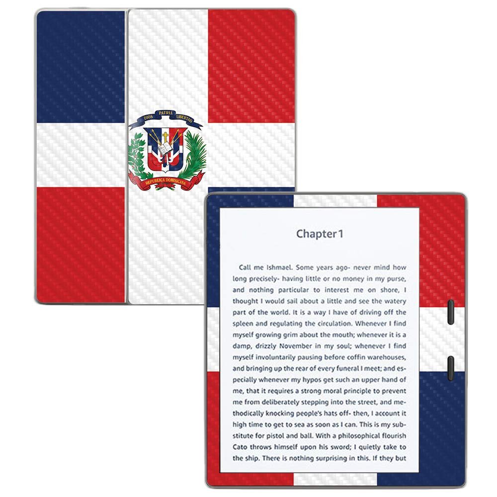 MightySkins Carbon Fiber Skin for Amazon Kindle Oasis 7" (9th Gen) - Dominican Flag | Protective, Durable Textured Carbon Fiber Finish | Easy to Apply, Remove, and Change Styles | Made in The USA