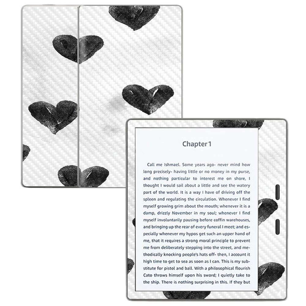 MightySkins Carbon Fiber Skin for Amazon Kindle Oasis 7" (9th Gen) - Ink Hearts | Protective, Durable Textured Carbon Fiber Finish | Easy to Apply, Remove, and Change Styles | Made in The USA