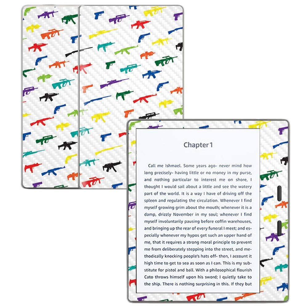 MightySkins Carbon Fiber Skin for Amazon Kindle Oasis 7" (9th Gen) - Fun Guns | Protective, Durable Textured Carbon Fiber Finish | Easy to Apply, Remove, and Change Styles | Made in The USA