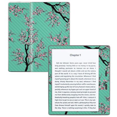 MightySkins Carbon Fiber Skin for Amazon Kindle Oasis 7" (9th Gen) - Cherry Blossom Tree | Protective, Durable Textured Carbon Fiber Finish | Easy to Apply, Remove, and Change Styles | Made in The USA
