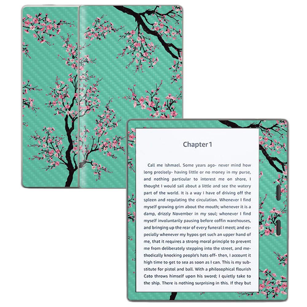 MightySkins Carbon Fiber Skin for Amazon Kindle Oasis 7" (9th Gen) - Cherry Blossom Tree | Protective, Durable Textured Carbon Fiber Finish | Easy to Apply, Remove, and Change Styles | Made in The USA
