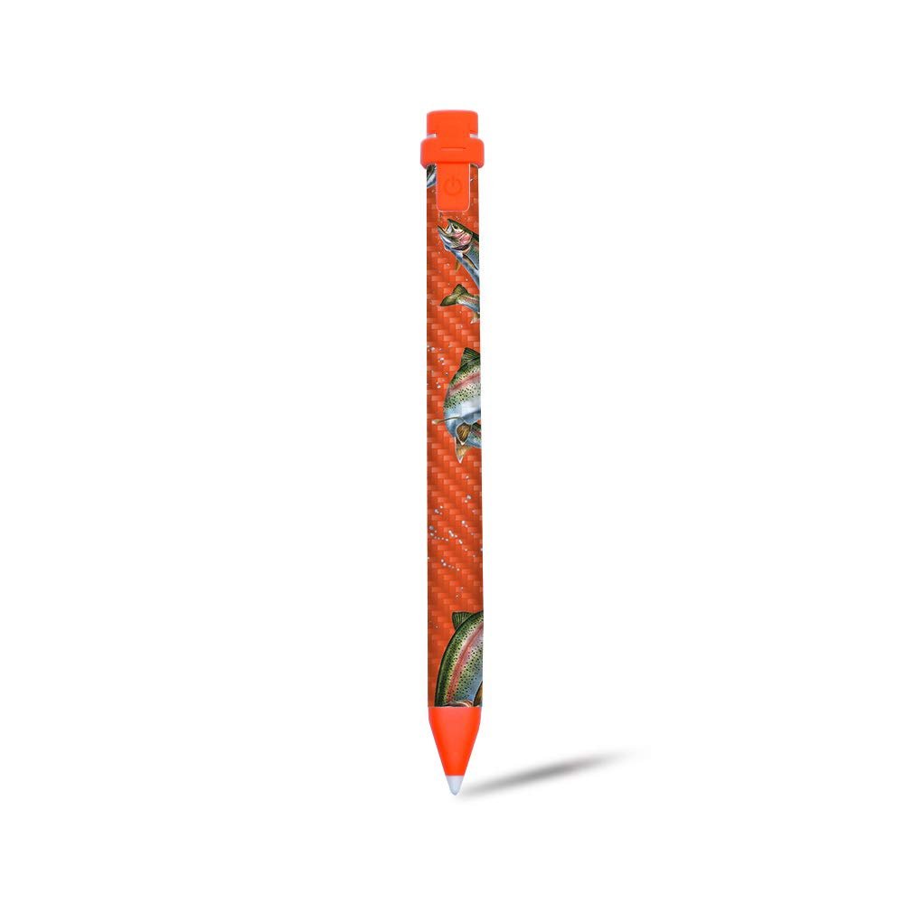 MightySkins Carbon Fiber Skin for Logitech Crayon Digital Pencil iPad (6th gen) - Trout Collage | Protective, Durable Textured Carbon Fiber Finish | Easy to Apply | Made in The USA