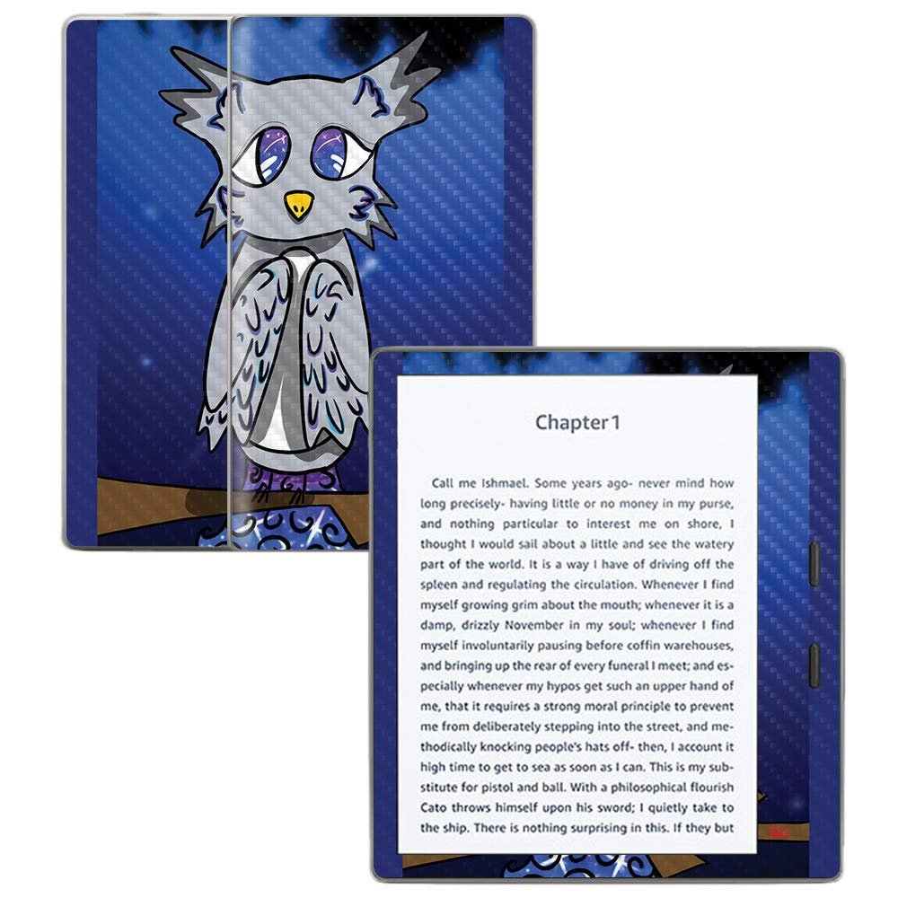 MightySkins Carbon Fiber Skin for Amazon Kindle Oasis 7" (9th Gen) - Bedtime Owl | Protective, Durable Textured Carbon Fiber Finish | Easy to Apply, Remove, and Change Styles | Made in The USA