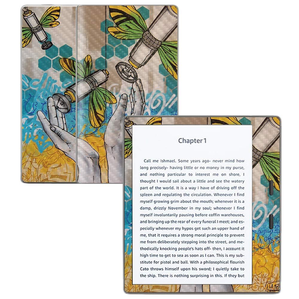 MightySkins Carbon Fiber Skin for Amazon Kindle Oasis 7" (9th Gen) - Capture | Protective, Durable Textured Carbon Fiber Finish | Easy to Apply, Remove, and Change Styles | Made in The USA