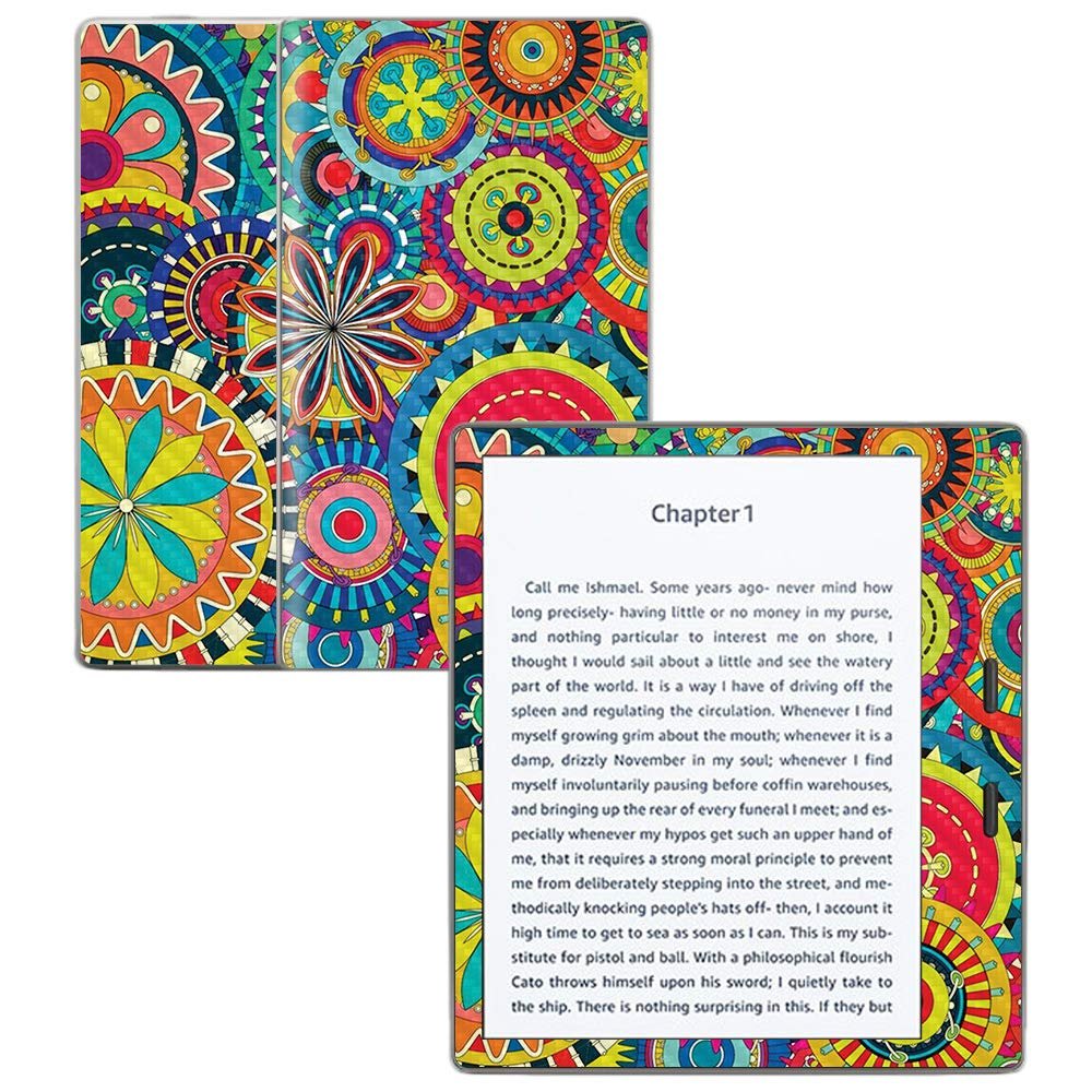 MightySkins Carbon Fiber Skin for Amazon Kindle Oasis 7" (9th Gen) - Flower Wheels | Protective, Durable Textured Carbon Fiber Finish | Easy to Apply, Remove, and Change Styles | Made in The USA