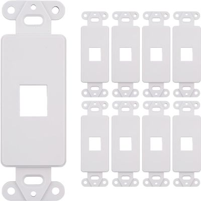 10 Pack Keystone Wall Plate 1 Port, White Decorator Insert Cover for Ethernet, HDMI, Coax, Cat6 Cat5, RJ45, Home & Office Installations