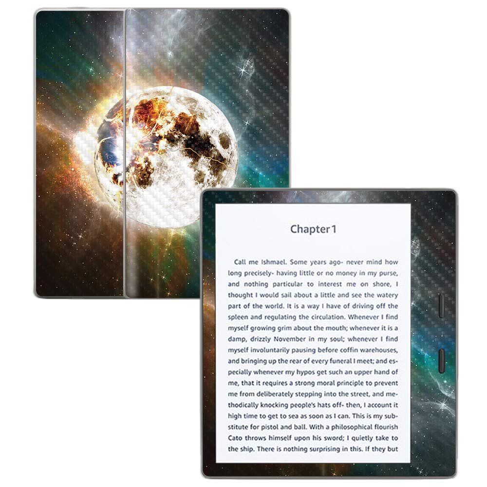 MightySkins Carbon Fiber Skin for Amazon Kindle Oasis 7" (9th Gen) - Moon Explosion | Protective, Durable Textured Carbon Fiber Finish | Easy to Apply, Remove, and Change Styles | Made in The USA