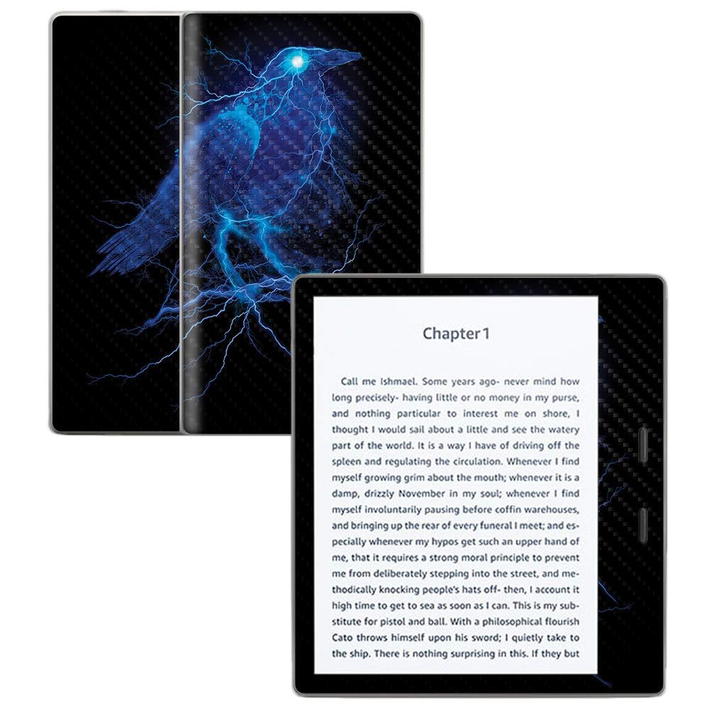 MightySkins Carbon Fiber Skin for Amazon Kindle Oasis 7" (9th Gen) - Electric Raven | Protective, Durable Textured Carbon Fiber Finish | Easy to Apply, Remove, and Change Styles | Made in The USA