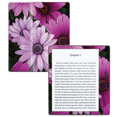 MightySkins Carbon Fiber Skin for Amazon Kindle Oasis 7" (9th Gen) - Purple Flowers | Protective, Durable Textured Carbon Fiber Finish | Easy to Apply, Remove, and Change Styles | Made in The USA