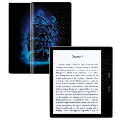 MightySkins Carbon Fiber Skin for Amazon Kindle Oasis 7" (9th Gen) - Pirate Storm | Protective, Durable Textured Carbon Fiber Finish | Easy to Apply, Remove, and Change Styles | Made in The USA