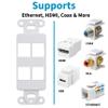 10 Pack Keystone Wall Plate 4 Port, White Decorator Insert Cover for Ethernet, HDMI, Coax, Cat6 Cat5, RJ45, Home & Office Installations view 2