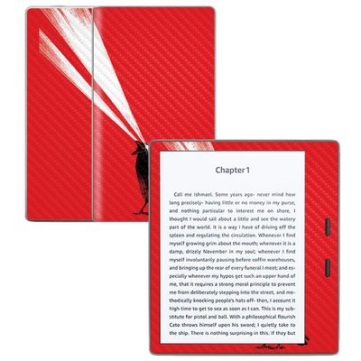 MightySkins Carbon Fiber Skin for Amazon Kindle Oasis 7" (9th Gen) - Laser Crow | Protective, Durable Textured Carbon Fiber Finish | Easy to Apply, Remove, and Change Styles | Made in The USA