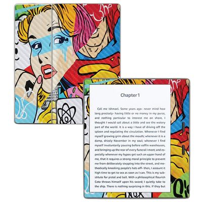 MightySkins Carbon Fiber Skin for Amazon Kindle Oasis 7" (9th Gen) - Cartoon Mania | Protective, Durable Textured Carbon Fiber Finish | Easy to Apply, Remove, and Change Styles | Made in The USA