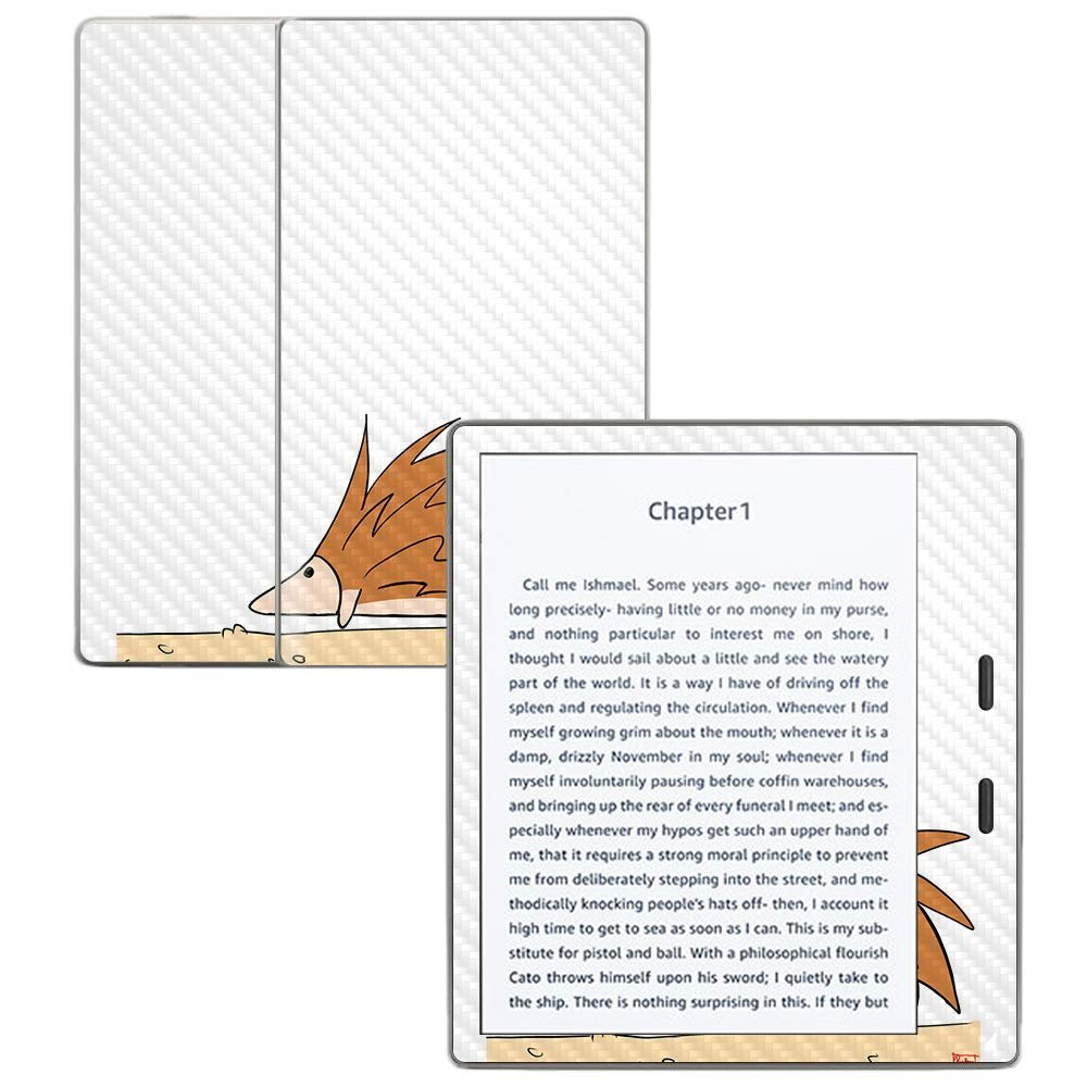 MightySkins Carbon Fiber Skin for Amazon Kindle Oasis 7" (9th Gen) - Hedgehog Sketch | Protective, Durable Textured Carbon Fiber Finish | Easy to Apply, Remove, and Change Styles | Made in The USA