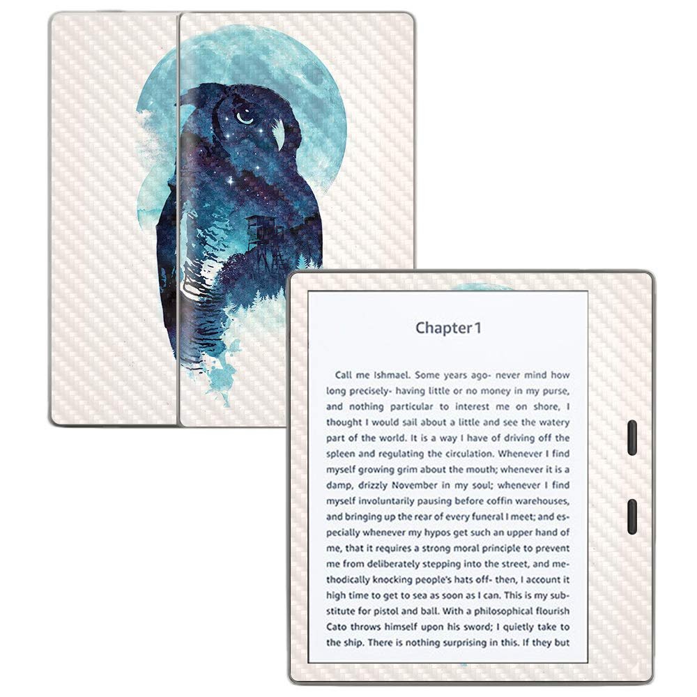 MightySkins Carbon Fiber Skin for Amazon Kindle Oasis 7" (9th Gen) - Midnight Owl | Protective, Durable Textured Carbon Fiber Finish | Easy to Apply, Remove, and Change Styles | Made in The USA