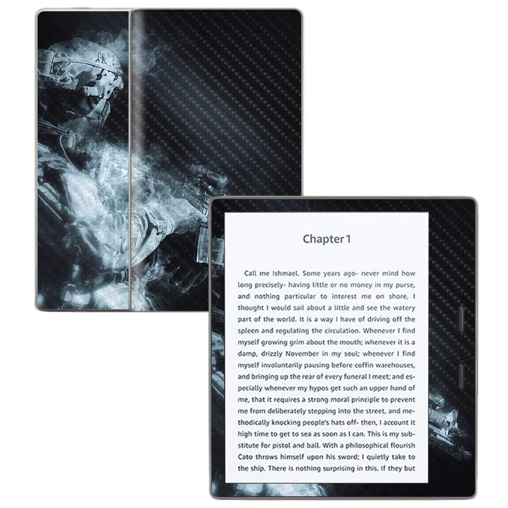 MightySkins Carbon Fiber Skin for Amazon Kindle Oasis 7" (9th Gen) - Ghost of A Soldier | Protective, Durable Textured Carbon Fiber Finish | Easy to Apply, Remove, and Change Styles | Made in The USA