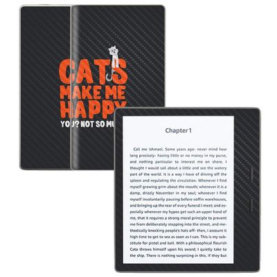 MightySkins Carbon Fiber Skin for Amazon Kindle Oasis 7" (9th Gen) - Cats Make Me Happy | Protective, Durable Textured Carbon Fiber Finish | Easy to Apply, Remove, and Change Styles | Made in The USA