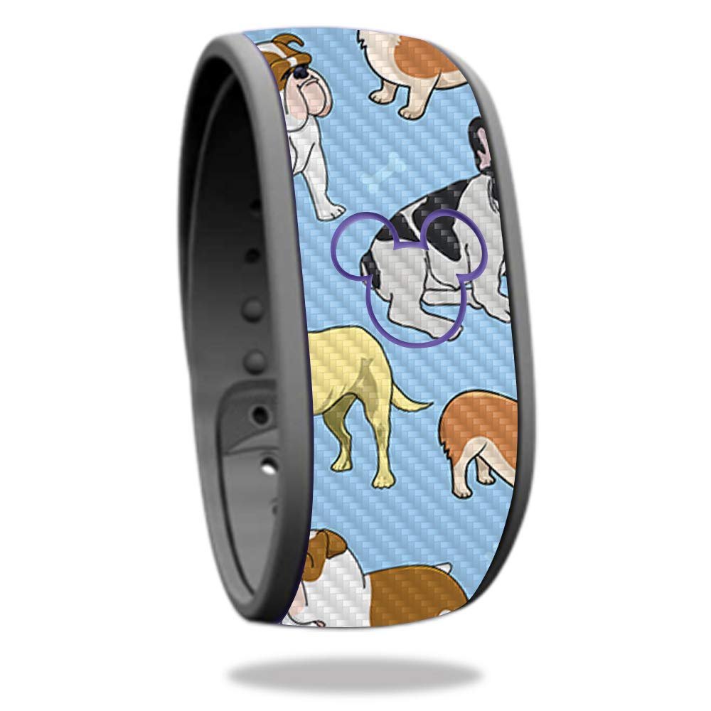 MightySkins Carbon Fiber Skin for Disney MagicBand - Puppy Party | Protective, Durable Textured Carbon Fiber Finish | Easy to Apply, Remove, and Change Styles | Made in The USA