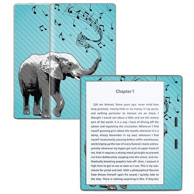 MightySkins Carbon Fiber Skin for Amazon Kindle Oasis 7" (9th Gen) - Musical Elephant | Protective, Durable Textured Carbon Fiber Finish | Easy to Apply, Remove, and Change Styles | Made in The USA