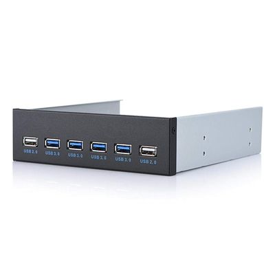 ASHATA 19 pin to 4 USB3.0 + 2 USB2.0 6 Interface Metal Front Panel USB Hub Audio Front Panel High Speed Data , Black