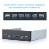 ASHATA 19 pin to 4 USB3.0 + 2 USB2.0 6 Interface Metal Front Panel USB Hub Audio Front Panel High Speed Data , Black view 2