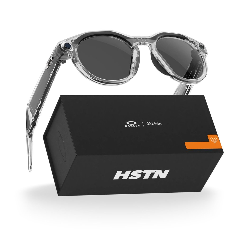 Meta Oakley HSTN, Clear | Smart AI Glasses for Men, Women Camera, Audio, Video Recording Transitions Grey Lenses Sunglasses