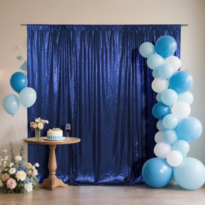 SquarePie Sequin Backdrop Not See Through Thick Stain Background for Photography Glitter Curtain Party 7FT x 7FT Navy Blue