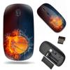 2.4G Slim Wireless Mouse with Nano Receiver , Portable Mobile Optical Mice for Notebook, PC, Laptop, Computer, MacBook -Water and Fire Basketball view 1