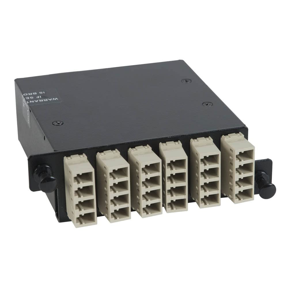 ICC LC MPO Fiber Optic Cassette, 24 Fiber OM2 Multimode, Beige LC Duplex Adapters, Staggered Push Pin Design Fiber Enclosures and Patch Panels